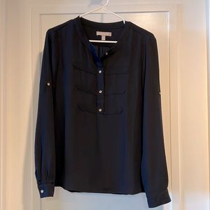 Banana Republic Women’s Top Shirt Blouse Navy Blue Gold Buttons Size Small